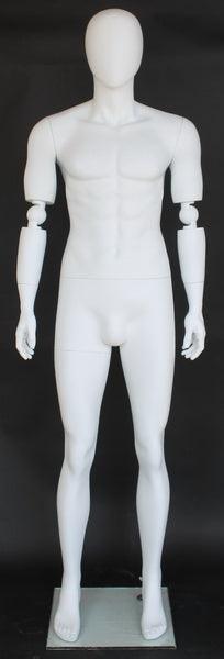 Male Egghead Mannequin with Movable Elbows MM-SFM38E-WT - Mannequin Mall