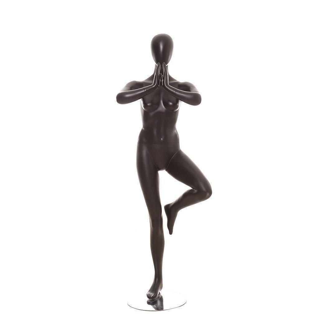 Black Female Yoga Tree Pose Mannequin MM-YOGA02BK - Mannequin Mall