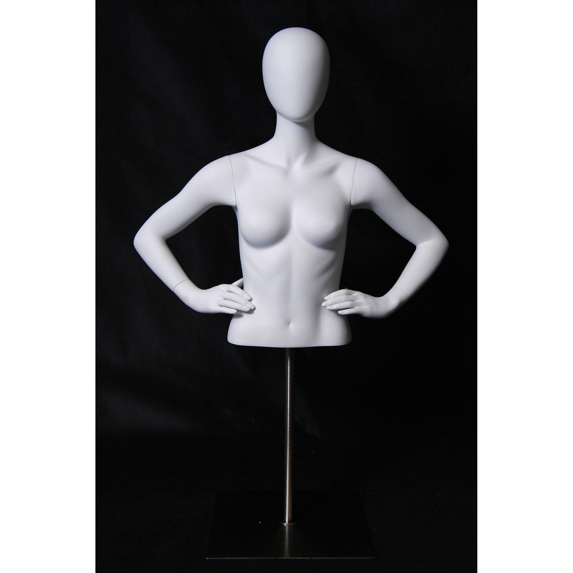 Female Egghead Mannequin Torso with Arms MM-EGTFBA - Mannequin Mall