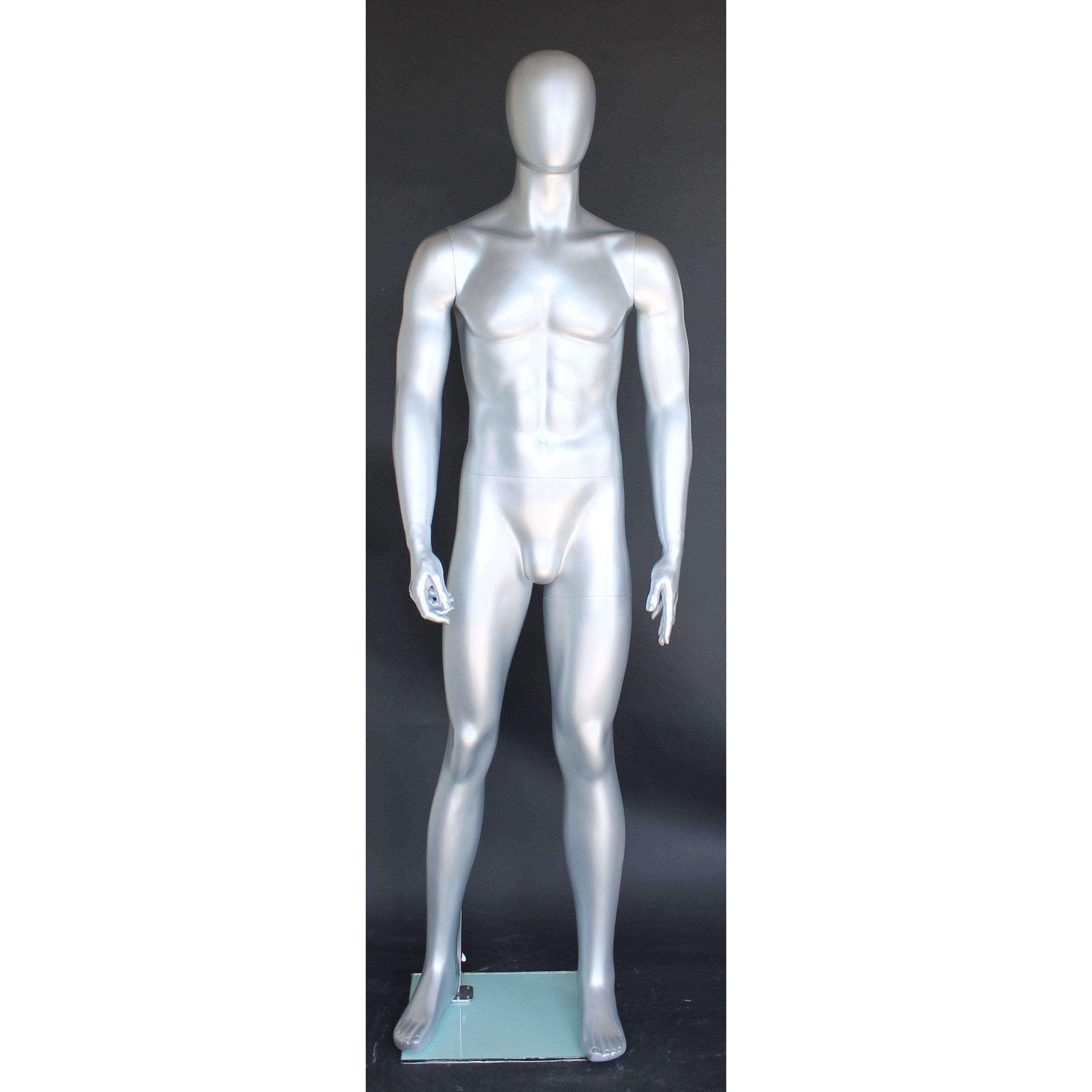 Silver Egghead Male Mannequin MM-SFM25E-ST - Mannequin Mall