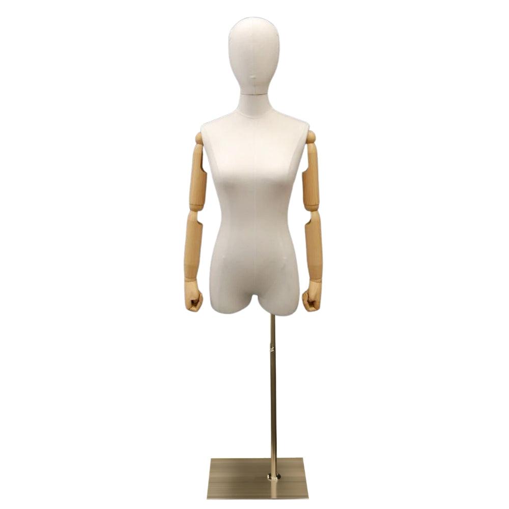 Female Pure White Linen Dress Form with Arms MM-1WLARM - Mannequin Mall