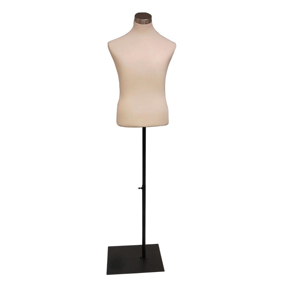 Male Dress Form with Metal Base White / Black Metal Rectangular Male Dress Form with Metal Base White / Black Metal Rectangular