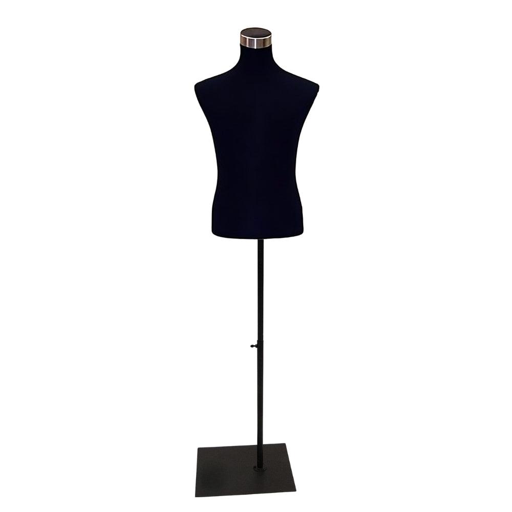 Male Dress Form with Metal Base Black / Black Metal Rectangular Male Dress Form with Metal Base Black / Black Metal Rectangular