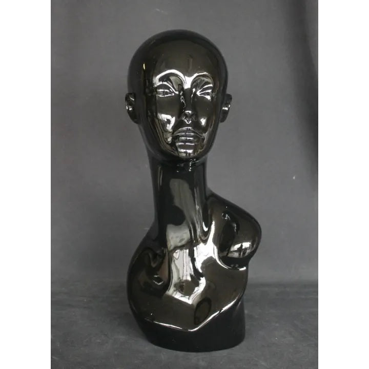 Female Glossy Black Mannequin Head MM-MH1-HB