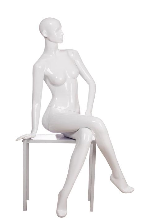 Adult Male Glossy White Fiberglass Table-Top Left Knee Mannequin Display – Includes Stand