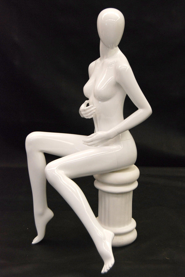 ROXYDISPLAY Female Sitting Mannequin With Makeup, Detachable Arms/Leg, Includes White Rome Stool - View #4