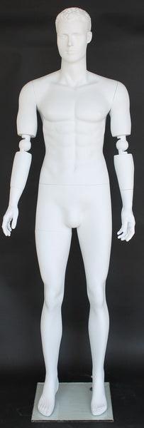Male White Mannequin with Movable Elbows MM-SFM20WT - Mannequin Mall