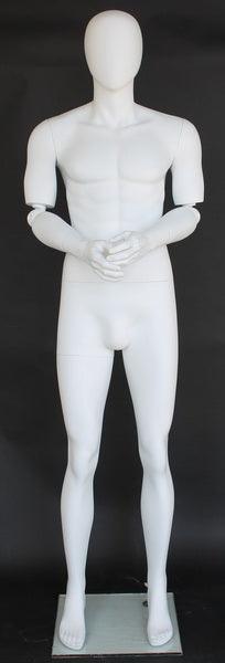 Male Egghead Mannequin with Movable Elbows MM-SFM38E-WT - Mannequin Mall