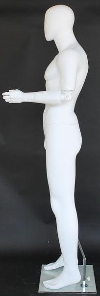 Male Egghead Mannequin with Movable Elbows MM-SFM38E-WT - Mannequin Mall