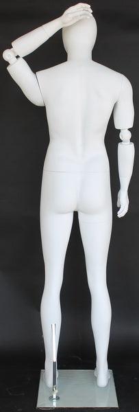 Male Egghead Mannequin with Movable Elbows MM-SFM38E-WT - Mannequin Mall