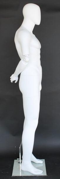Male Egghead Mannequin with Movable Elbows MM-SFM38E-WT - Mannequin Mall