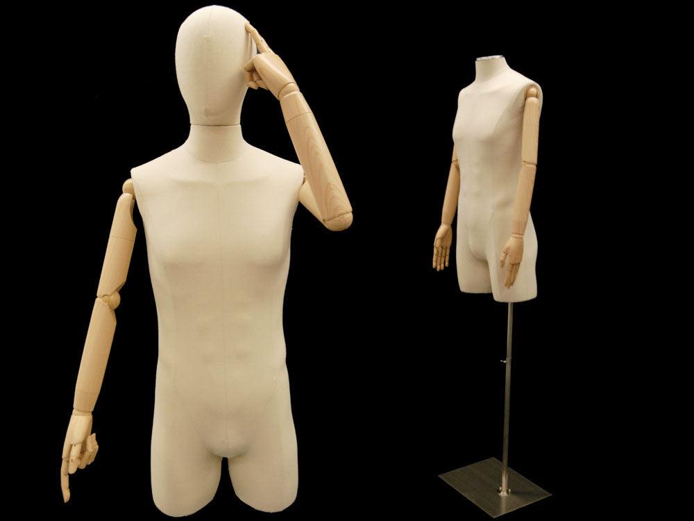 MALE DISPLAY DRESS FORM WITH ARMS AND HEAD MM-JF-M2LARM - Mannequin Mall