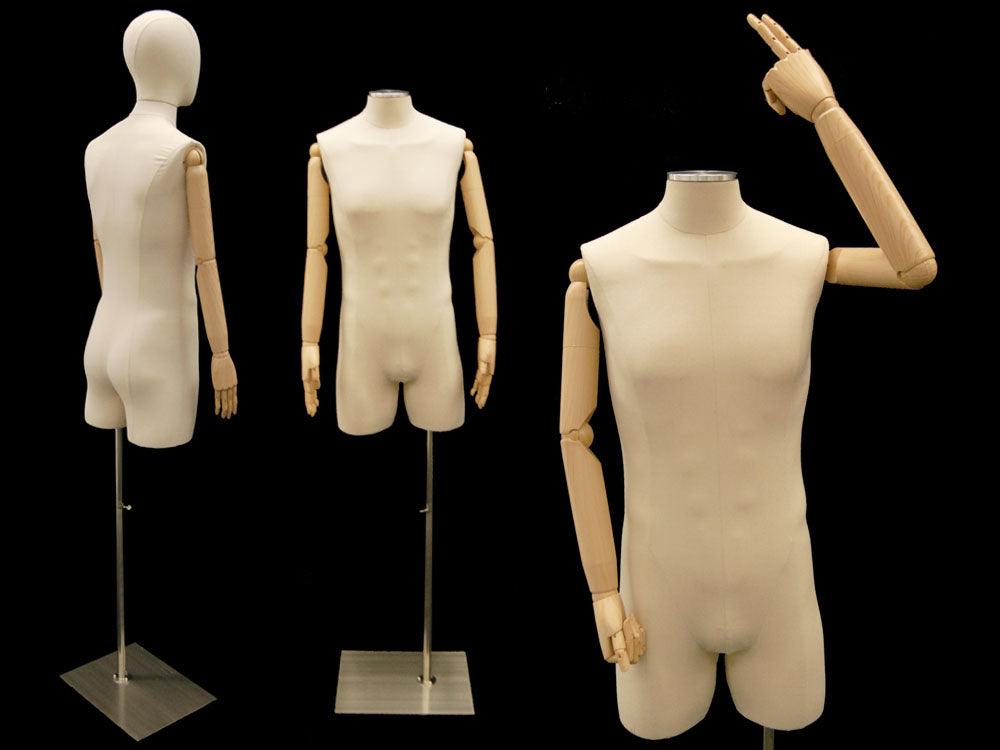 MALE DISPLAY DRESS FORM WITH ARMS AND HEAD MM-JF-M2LARM - Mannequin Mall