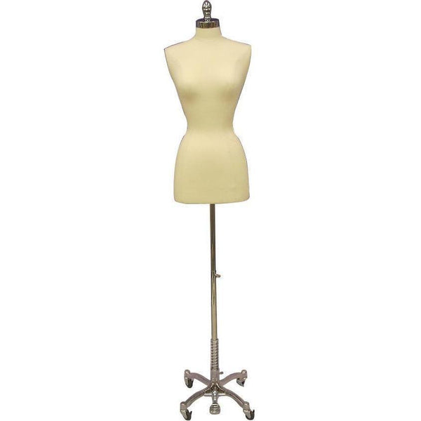 Female Dress Form with Chrome Rolling Base Female Dress Form with Chrome Rolling Base