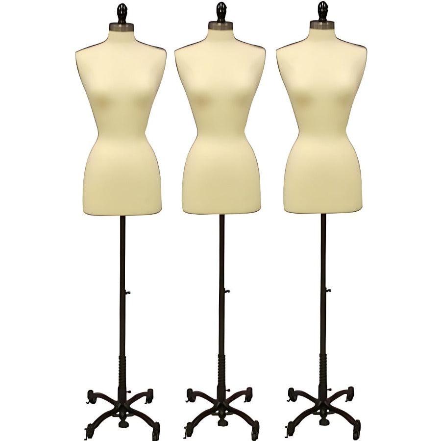 3 x Female Dress Form with Black Rolling Base Package 3 x Female Dress Form with Black Rolling Base Package