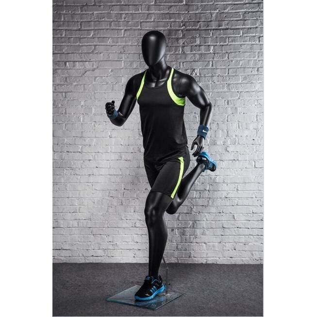 Athletic Black Male Running Mannequin MM-PB5BK2 - Mannequin Mall