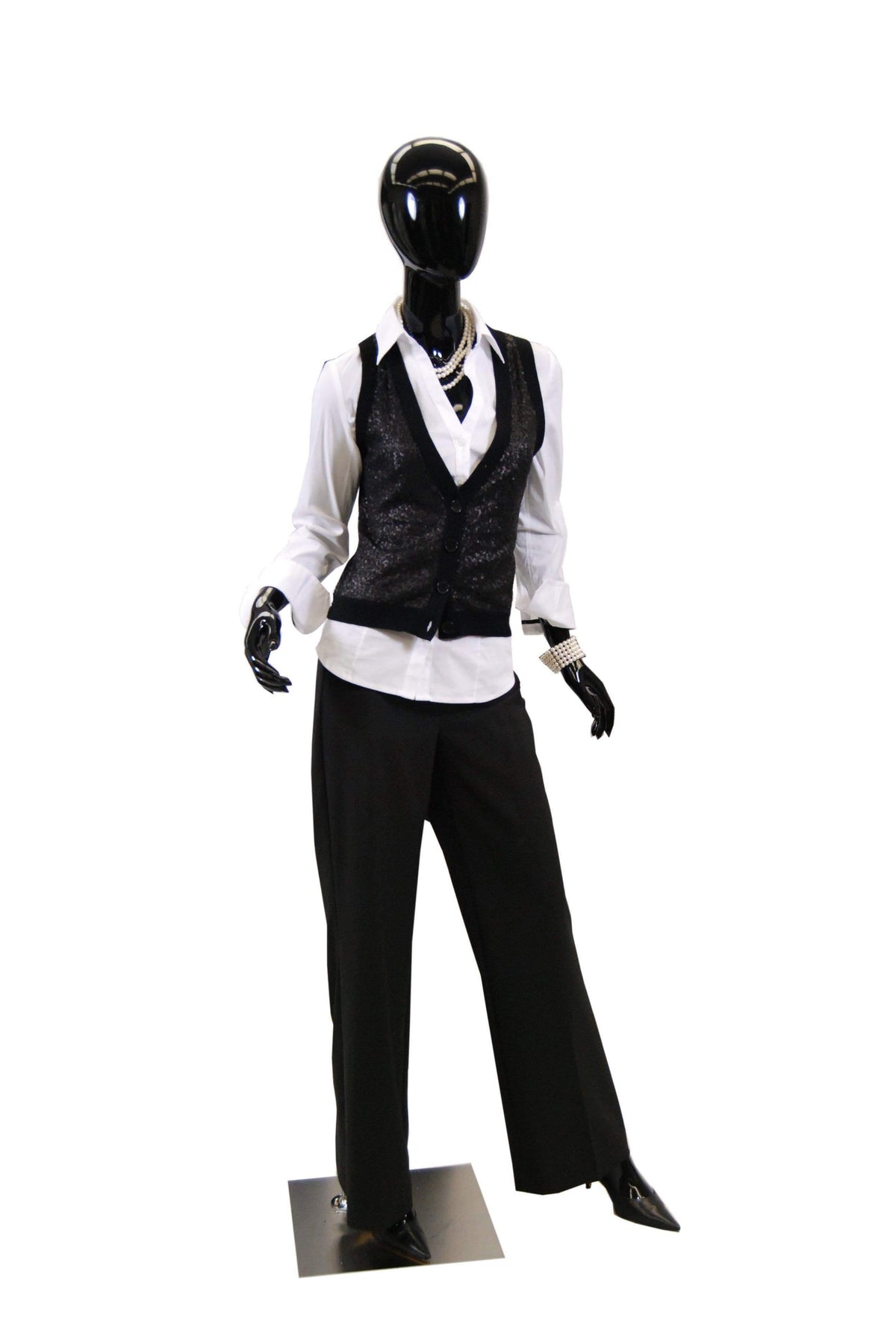 Black Female Egghead Mannequin MM-A2BK1 - Mannequin Mall