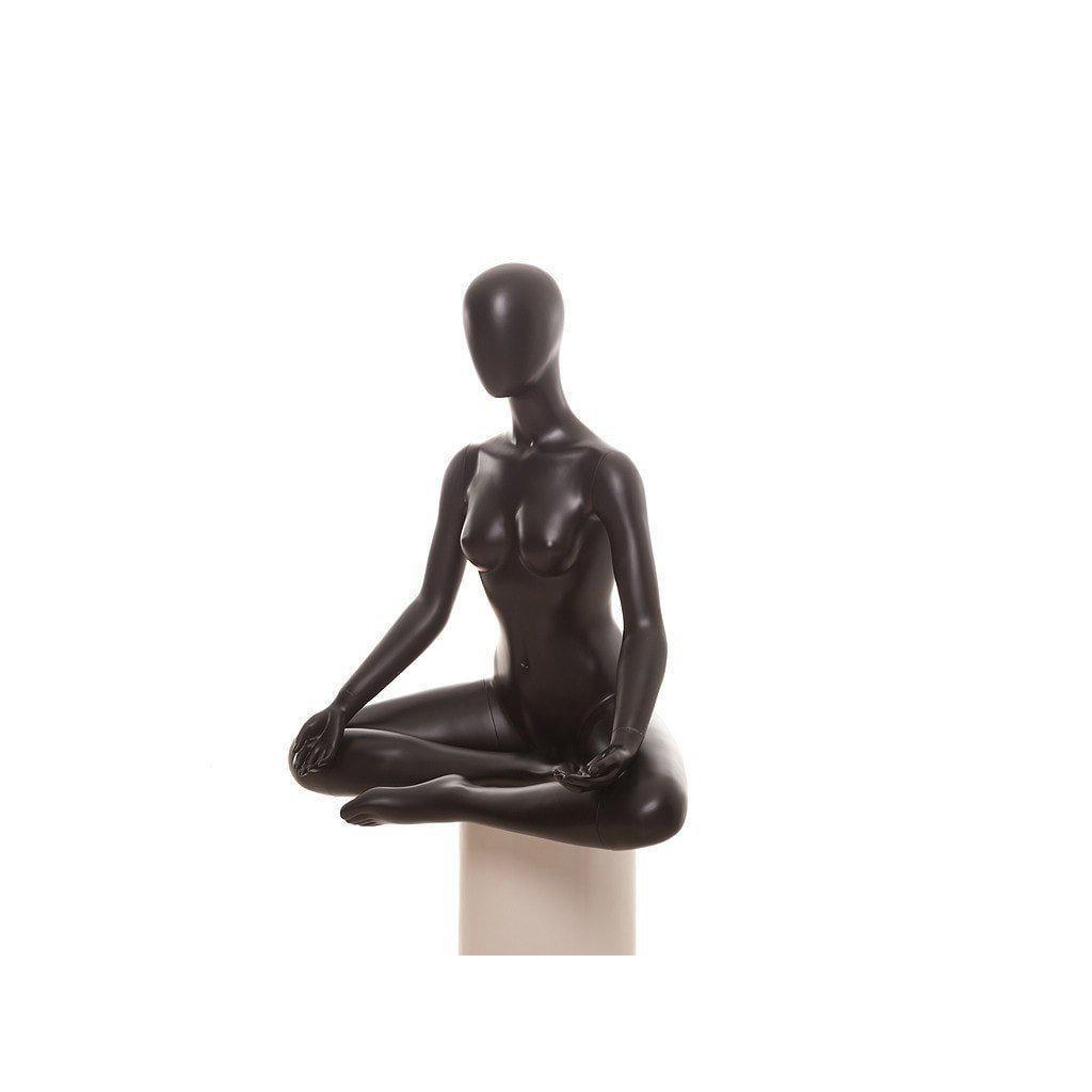 Black Female Yoga Sitting Mannequin MM-YOGA01BK - Mannequin Mall