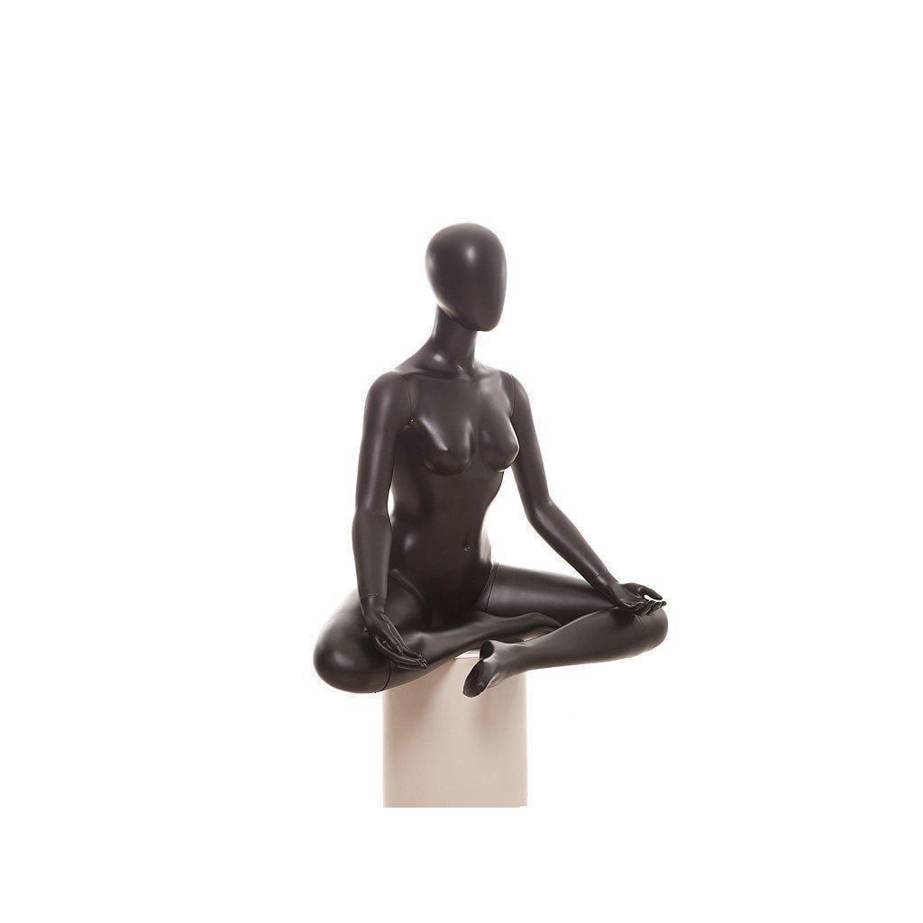 Black Female Yoga Sitting Mannequin MM-YOGA01BK - Mannequin Mall