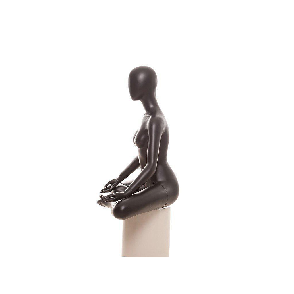 Black Female Yoga Sitting Mannequin MM-YOGA01BK - Mannequin Mall