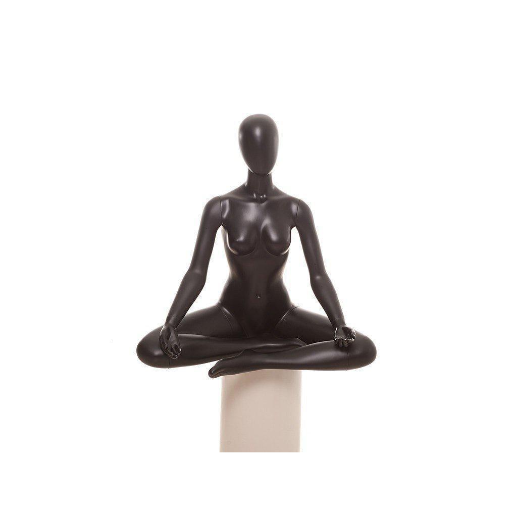 Black Female Yoga Sitting Mannequin MM-YOGA01BK - Mannequin Mall