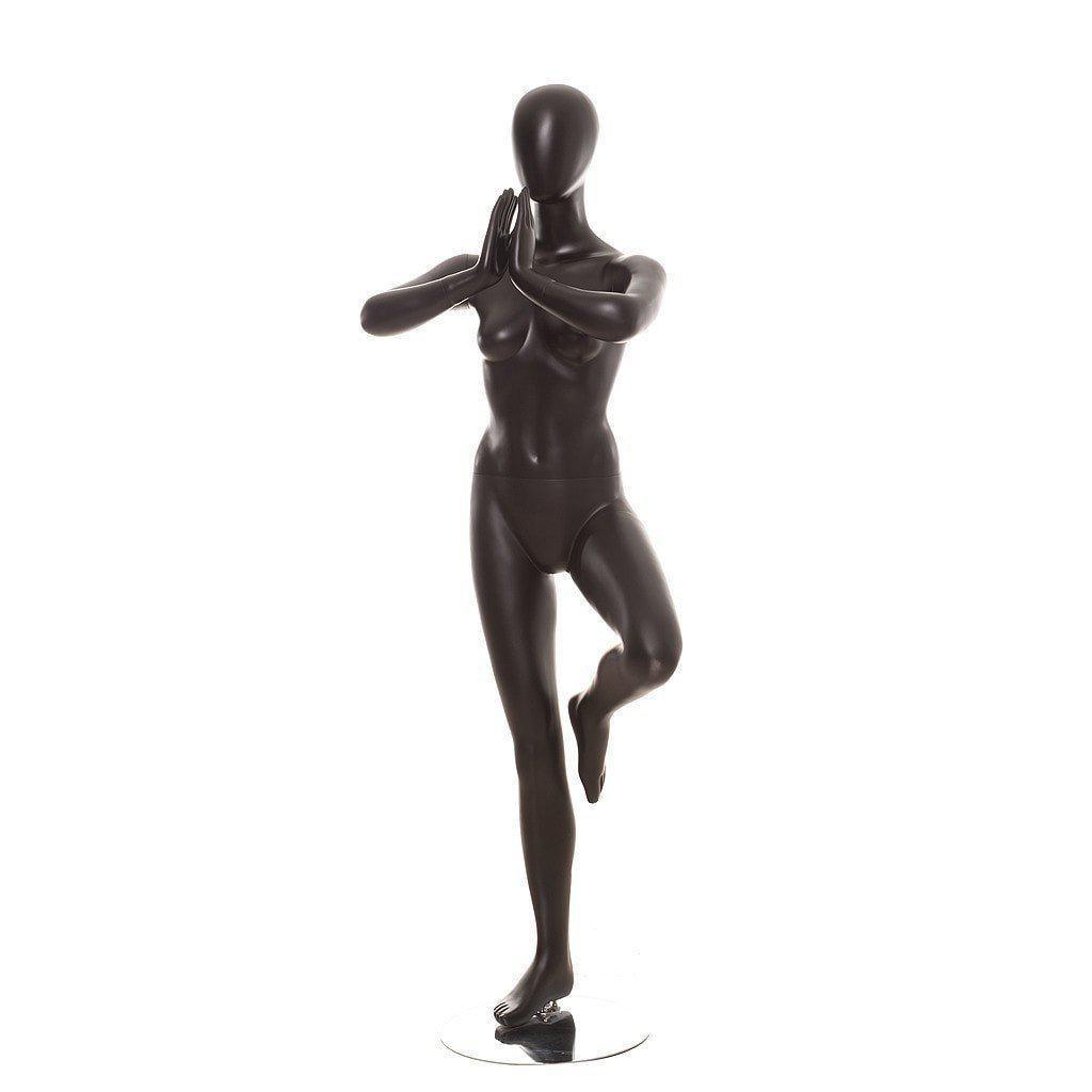 Black Female Yoga Tree Pose Mannequin MM-YOGA02BK - Mannequin Mall