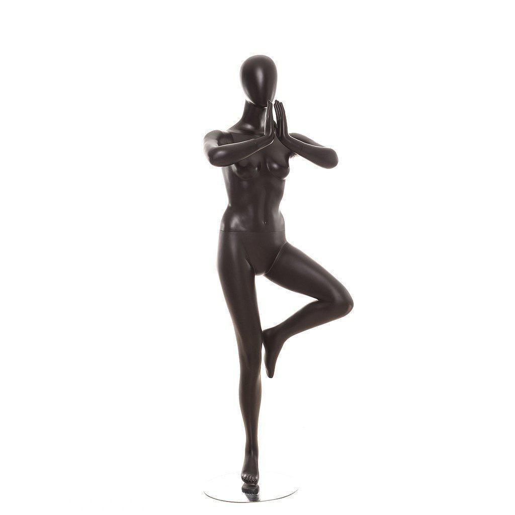 Black Female Yoga Tree Pose Mannequin MM-YOGA02BK - Mannequin Mall