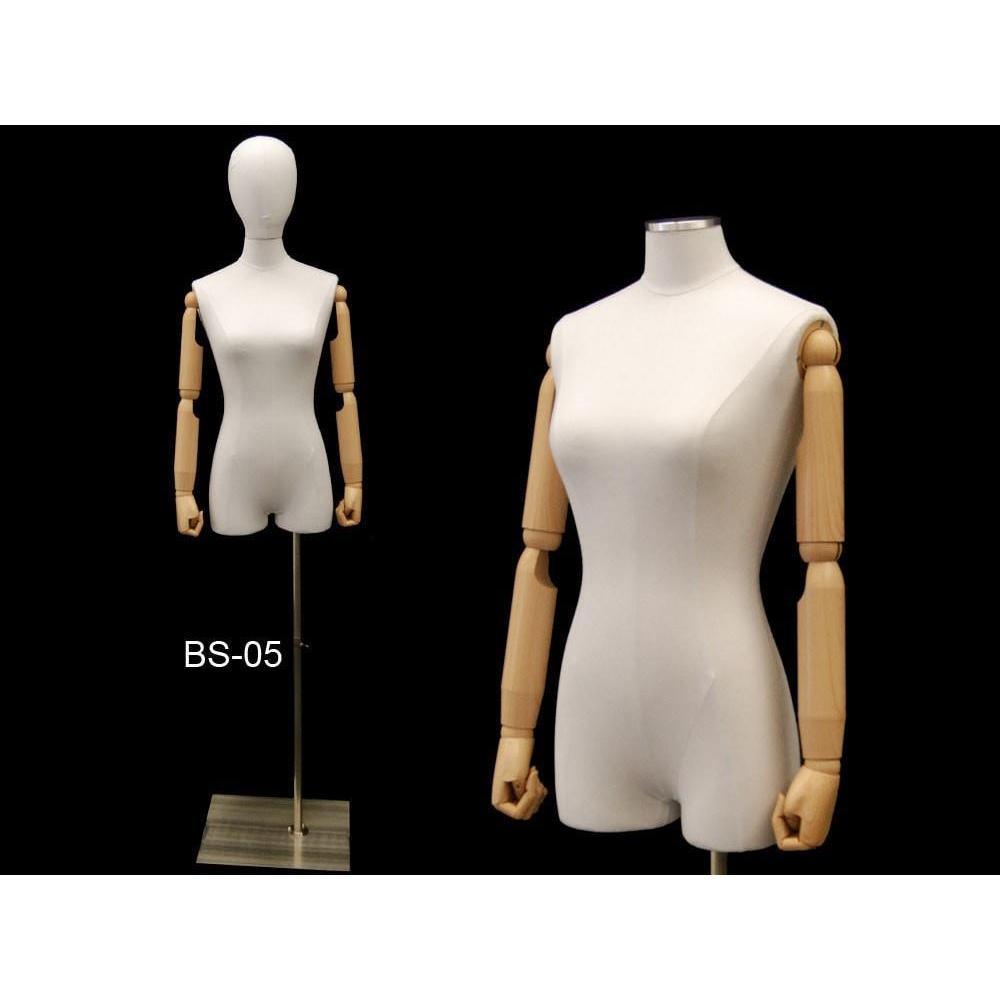 Female Pure White Linen Dress Form with Arms MM1WLARM Mannequin Mall