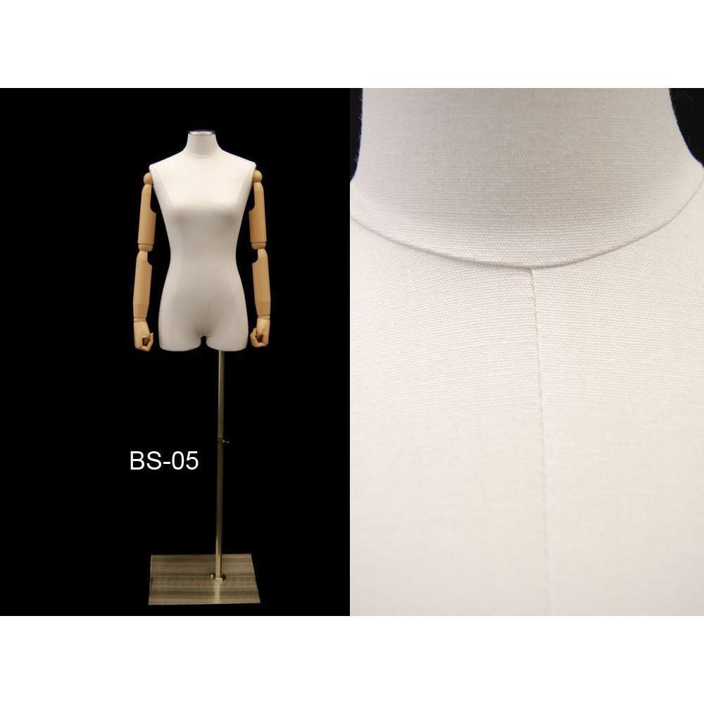 Female Pure White Linen Dress Form with Arms MM-1WLARM - Mannequin Mall