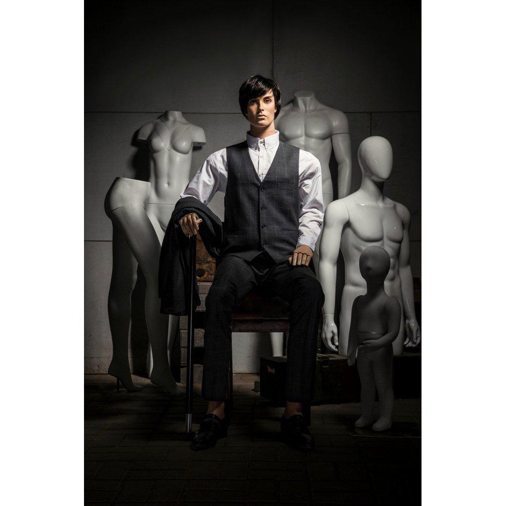 Male Realistic Posable Mannequin with Back Support MM-HM01 - Mannequin Mall