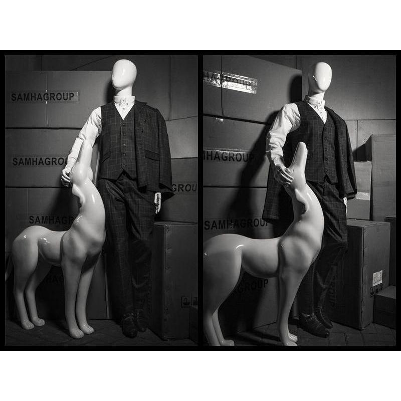 Male White Abstract Posable Mannequin with Back Support MM-01WEG - Mannequin Mall