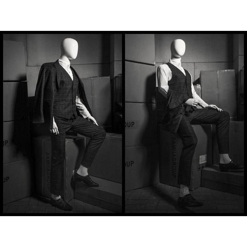 Male White Abstract Posable Mannequin with Back Support MM-01WEG - Mannequin Mall