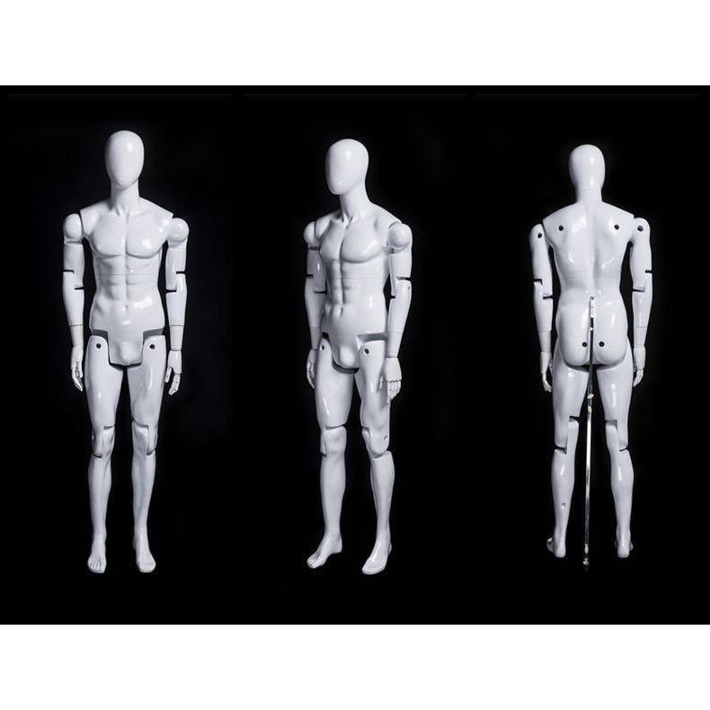 Male White Abstract Posable Mannequin with Back Support MM-01WEG - Mannequin Mall