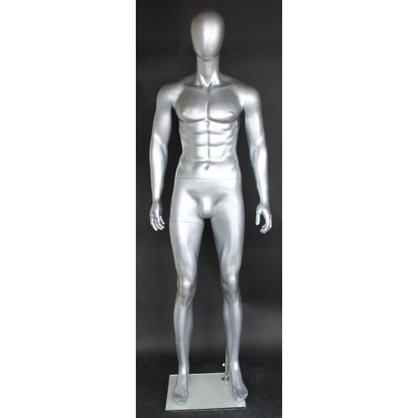 Silver Egghead Male Mannequin MM-SFM29E-ST - Mannequin Mall