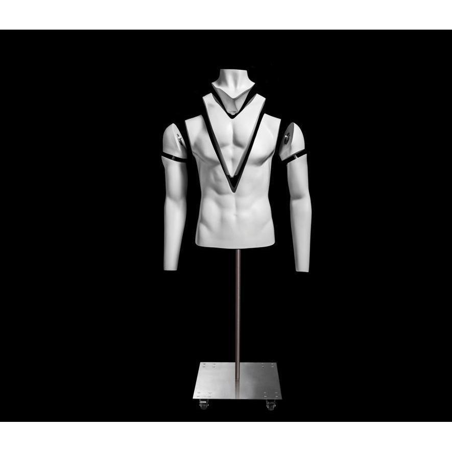 Matte White Male Ghost Mannequin Torso With Base - Invisible Display Form For Photography