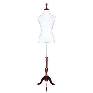 White Dress Form with Mahogany Tripod Base MM-B2MFR - Mannequin Mall