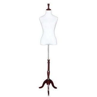White Dress Form with Mahogany Tripod Base MM-B2MFR - Mannequin Mall White Dress Form with Mahogany Tripod Base MM-B2MFR - Mannequin Mall