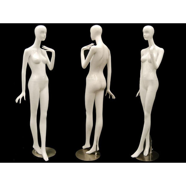 Gloss White Abstract Egg Head Female Mannequin with face features MM-XD18W  - MANNEQUIN MODE