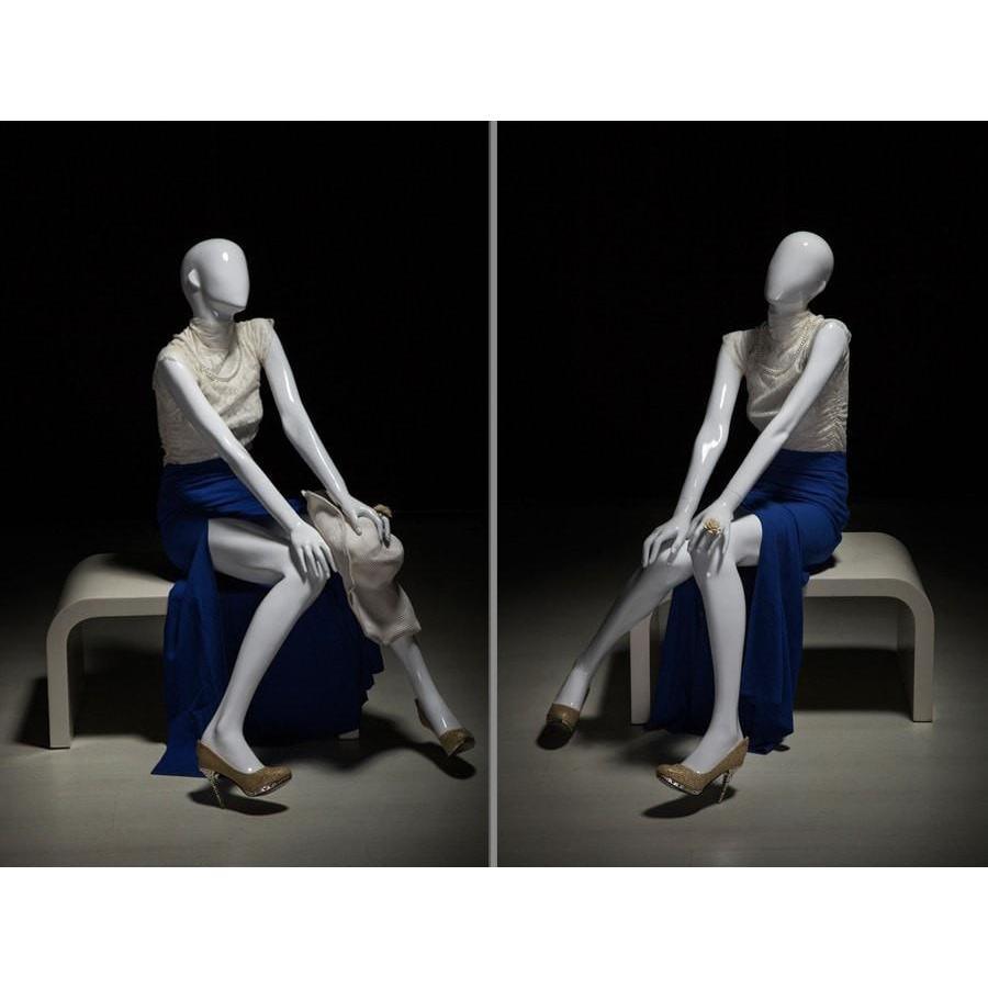 Glossy White Abstract Adult Female Fiberglass Fashion Mannequin